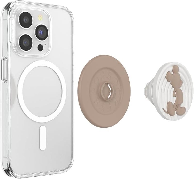 POPSOCKETS Phone Grip for MagSafe with Kickstand, Magnetic Stand, Swappable Top, Secure Hold for iPhone MagSafe Cases, Phone & Tablet Grip, Disney - PopOut Latte Mickey - Image 1